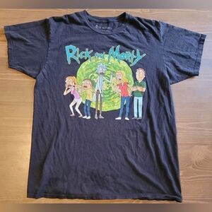 Rick And Morty Graphic Print Black T Shirt Size Large Adult Swim Graphic T